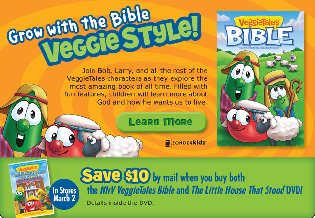 Grow with the Bible Veggie Style!  Join Bob, Larry and all the rest of the VeggieTales characters as they explore the most amazing book of all time.  Filled with fun features, children will learn more about God and how he wants us to live.